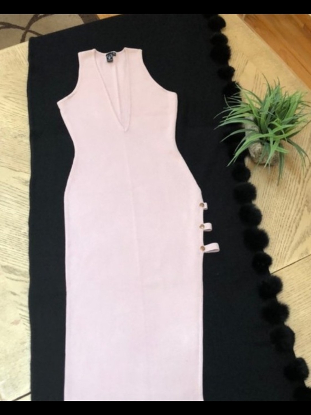 Windsor Light Pink Sleeveless Midi Dress with Side Buckles